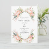 Roze Blush Bloemen Lijst Vrijgezellenfeest Kaart (Staand voorkant)