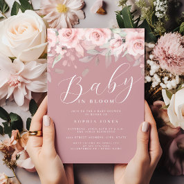 Roze blush Bloemen Meisje Baby in Bloom Baby showe Kaart