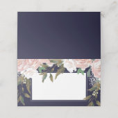 Roze Blush Bloemen Navy Bruiloft Plaats Kaart Plaatskaartje (Buitenkant ongevouwen)