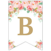 Roze Blush Bloemen Olifant Baby shower Verjaardag Vlaggetjes (Tweede vlag)