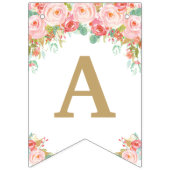 Roze Blush Bloemen Olifant Baby shower Verjaardag Vlaggetjes (Derde vlag)