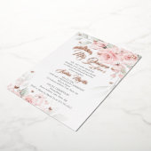 Roze Blush Bloemen Roos Goud Mis Quince Quinceaner Folie Uitnodiging (Gedraaid)