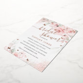 Roze Blush Bloemen Roos Goud Vrijgezellenfeest Folie Uitnodiging (Gedraaid)