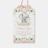 Roze Blush Bloemen Schattigee Olifant Dank u Favor Cadeaulabel (Voorkant)