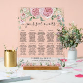 Roze Blush Bloemen Trouwstoel Grafiek Acryl Bord (Huwelijk)