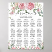 Roze Blush Bloemen Trouwstoel Grafiek Poster (Voorkant)