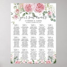 Roze Blush Bloemen Trouwstoel Grafiek Poster