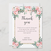 Roze Blush Bloemen Verjaardag Bedankkaart (Voorkant)