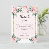 Roze Blush Bloemen Verjaardag Bedankkaart (Staand voorkant)