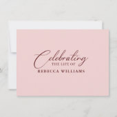 Roze Blush Bloemen Viering van het Leven Kaart (Achterkant)