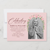 Roze Blush Bloemen Viering van het Leven Kaart (Voorkant)