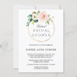 Roze Blush Bloemen Virtuele Bruiloft Met Post Kaart