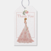 Roze Blush Bloemen Vrijgezellenfeest "Dank je" Cadeaulabel (Voorkant)