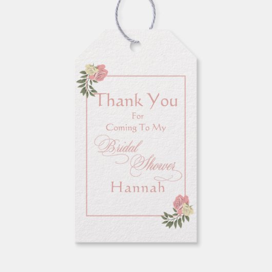 Roze Blush Bloemen Vrijgezellenfeest "Dank je" Cadeaulabel (Achterkant)