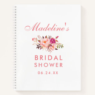 Roze Blush Bloemen Vrijgezellenfeest Geschenklijst Notitieboek