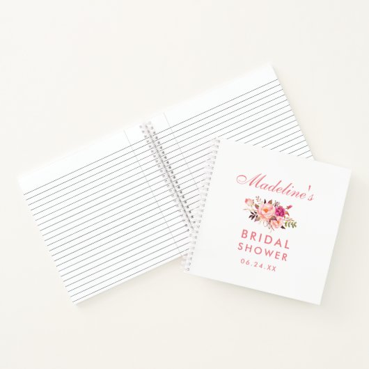 Roze Blush Bloemen Vrijgezellenfeest Geschenklijst Notitieboek (Binnen)