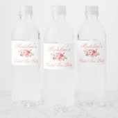 Roze Blush Bloemen Vrijgezellenfeest Tea Party Waterfles Etiket (Flessen)