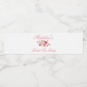 Roze Blush Bloemen Vrijgezellenfeest Tea Party Waterfles Etiket (Enkel label)