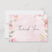 Roze Blush Bloemen Waterverf Modern Bruiloft Bedankkaart (Voorkant)