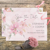 Roze Blush Bloemen Waterverf Modern Bruiloft Save The Date