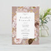  roze blush bloemenbruids brunch kaart (Staand voorkant)
