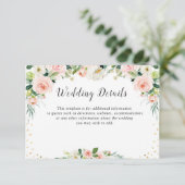 roze blush bloemenbruiloft details kaart (Staand voorkant)