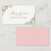 roze blush bloemenbruiloft hashtag kaart visitekaartje (Voorkant / Achterkant)