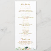 Roze blush bloemenbruiloft programmakaart (Achterkant)