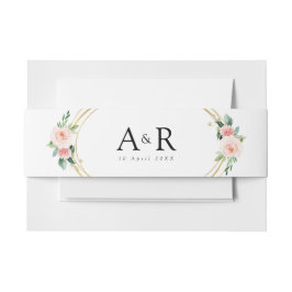 roze blush bloemenbuik band uitnodigingen wikkel