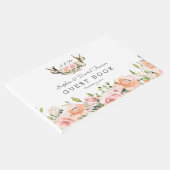 Roze Blush Bloemengewei Monogram Bruiloft Gastenboek (Hoek)