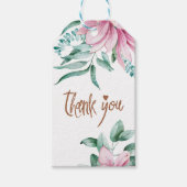 Roze blush bloemenkoper vrijgezellenfeest dank u cadeaulabel (Voorkant)