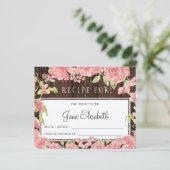 Roze blush bloemenrustieke bruid om receptkaart te (Staand voorkant)