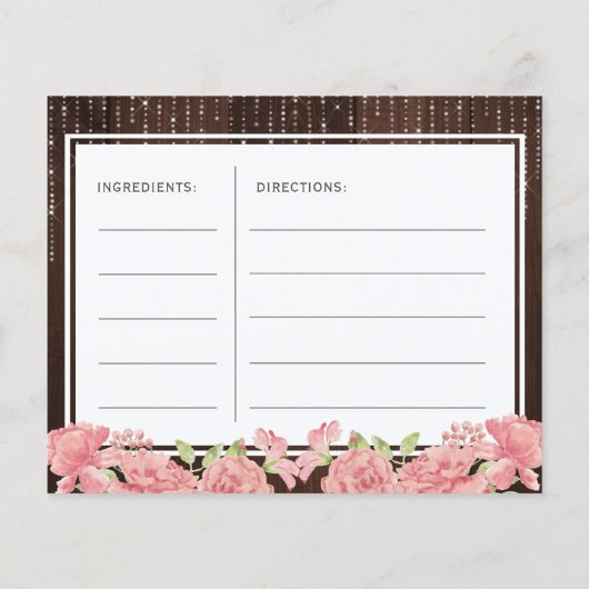 Roze blush bloemenrustieke bruid om receptkaart te (Achterkant)