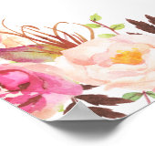 Roze Blush Bloemgewei Trouwkaarten & Geschenken Poster (Hoek)
