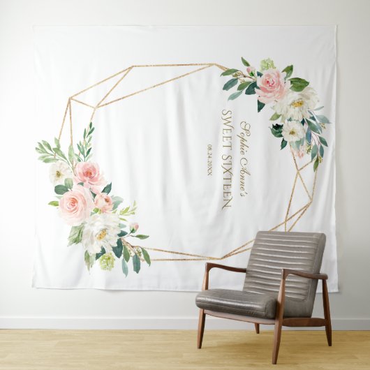 Roze Blush Bloemgoud Zoete 16 Fotohokje Prop Wandkleed (In Situ (horizontaal))