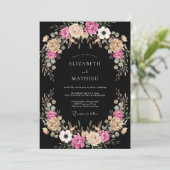 Roze Blush Bloemige Bruiloft Kaart (Staand voorkant)