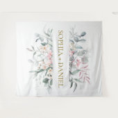 Roze Blush Bloemige Eucalyptus Botanische Trouw  Wandkleed (Voorkant (horizontaal))