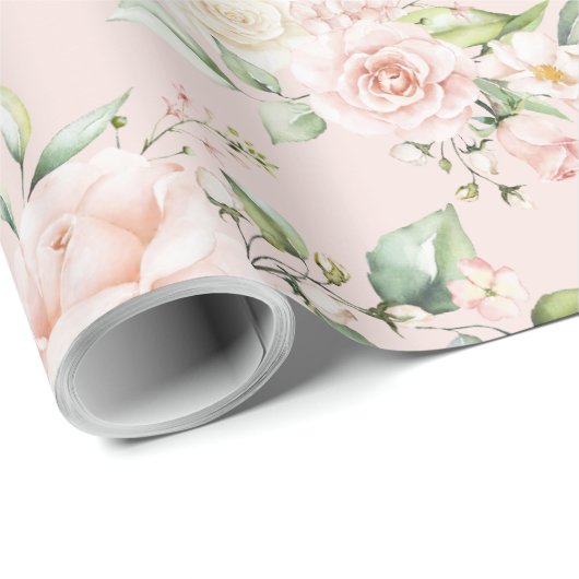 Roze Blush Bloemige Eucalyptus  Cadeaupapier (Rol Hoek)