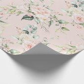 Roze Blush Bloemige Eucalyptus  Cadeaupapier (Hoek)