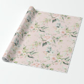 Roze Blush Bloemige Eucalyptus  Cadeaupapier (Uitgerold)