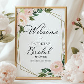 Roze Blush Bloemige Geometrische Bruids Bruiloft O Poster