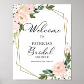 Roze Blush Bloemige Geometrische Bruids Bruiloft O Poster (Voorkant)