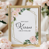 Roze Blush Bloemige Geometrische Hoeveel Kusjes Bo Poster