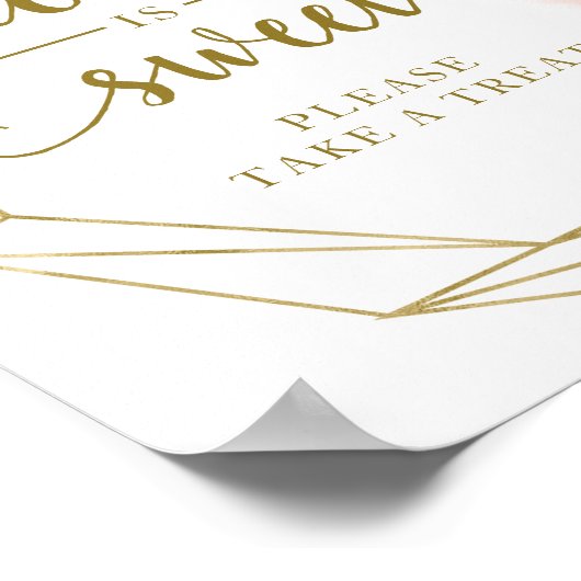 Roze Blush Bloemige Geometrische Love Is Sweet Bor Poster (Hoek)