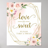 Roze Blush Bloemige Geometrische Love Is Sweet Bor Poster (Voorkant)