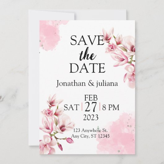 roze blush bloemige geometrische save the date kaa (Voorkant)