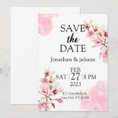 roze blush bloemige geometrische save the date kaa (Voorkant / Achterkant)