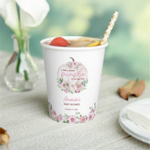 Roze Blush Bloemige Kleine Pompoen Baby Shower