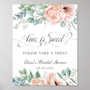 Roze Blush Bloemige Liefde is Zoet Neem een Trakta Poster