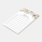 Roze Blush Bloemige Monogramme Lijnen Takenlijst  Post-it® Notes (Schuin)
